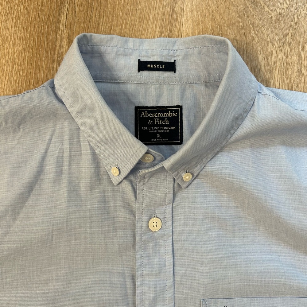 Abercrombie & Fitch Men's Sky Blue Button Down Shirt